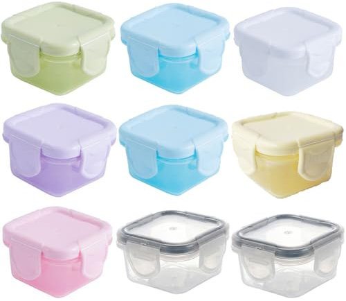 WADY Lebensmittelbehälter mit Deckel, Soßentöpfe für Brotdose, auslaufsichere kleine Lebensmittelbehälter mit Deckel und Dichtungsring, Salatdressingtöpfe, mikrowellen- und spülmaschinenfest,