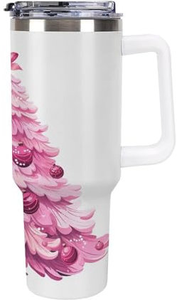 Pink, Natale Tree Borraccia Termica Stanley Con Cannuccia - Perfetta Per Mantenere Le Bevande Alla Temperatura Desiderata 40oz