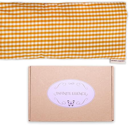 Chancelière Thermique de Graines de Trigo et Lavanda 48 x 15 cm Housse Lavable 100% Coton, Coussin Thermique pour cervicales et coliques, pour thérapies à Froid et Chaleur (Vichy Jaune)