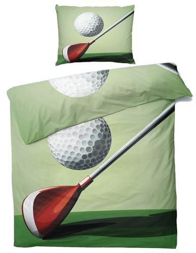 Generisch Golf Bettwäsche 135x200 Winter - Sport Bettbezug 135 x 200 2er Set, Weiche & Angenehme Mikrofaser Bettbezüge & Kissenbezug 80x80, Bettwäsche-Sets mit Reißverschluss T#&-1