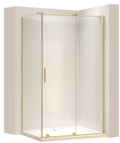 REA CABINA DE DUCHA MONTANA 120 X 80 X 200,5 CM CABINA DE DUCHA RECTANGULAR (ORO CEPILLADO)