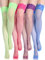 Bencailor 4 Paia Calze Autoreggenti a Rete Velate a Coscia con Top in Pizzo Silicone per Donna(Blu, Verde, Rosa, Viola,L)