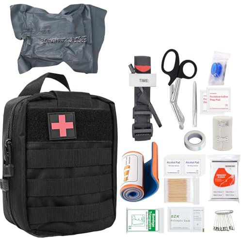Kit de premiers secours en plein air, 46 pièces, kit de premiers secours militaire, sac tactique médical, équipement de survie, sac de premiers secours pour l'extérieur, la maison, la voiture, le