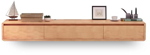 GAOAZHEN Floating TV Cabinet for 47-100 inch TVs, TV Console Unit with 2 Drawers, TV Stand with Shelving for Living Room, Entertainment Room(Log color,140cm)
