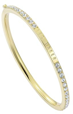 Ted Baker Claudia Narrow Crystal Hinged Bangle Bracelet for Women (Gold/Crystal)