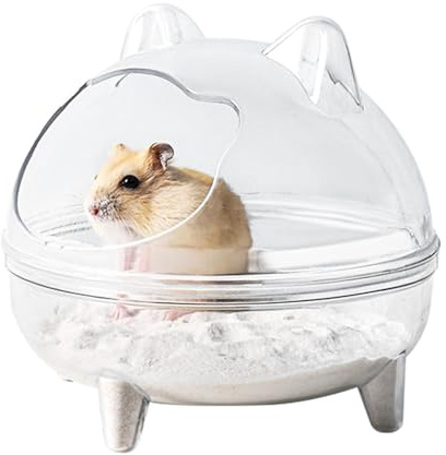 kdkskss Salle Bain Hamster, Bac À Sable pour Petits Animaux, Anti-éclaboussures, Amovible, Entièrement Transparent, Adapté Aux Hamsters Nains, Gerbilles Et Tamias (L)