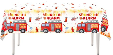 Tourima Feuerwehr Geburtstag Tischdecke 180×108cm – Feuerwehr Deko Kindergeburtstag, Feuerwehrmann Sam Geburtstagsdeko, Kindergeburtstag Feuerwehr, Deko Feuerwehr Geburtstag & Tortendeko Feuerwehr