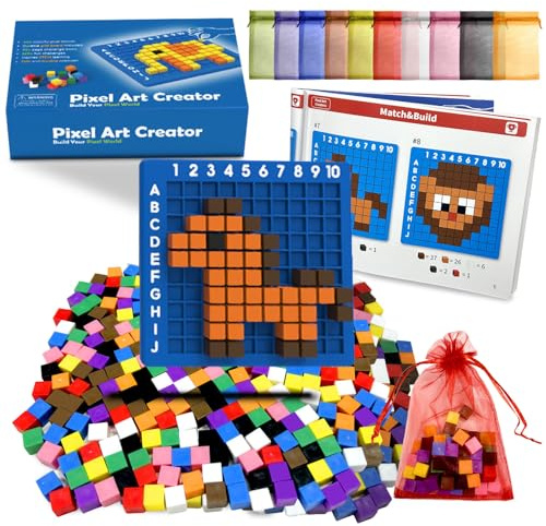 Juvanovo DIY Puzzles, Pixel Puzzles with 400 Würfel, Pixel Kunst Set, Neue Micro Bausteine, Multifunktionales Partyset, für Party & Familie