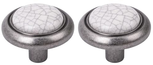 cyclingcolors 2x bouton de tiroir finition nickel porcelaine céramique 32 mm meuble vintage antique style porte poignée commode armoire maison avec vis