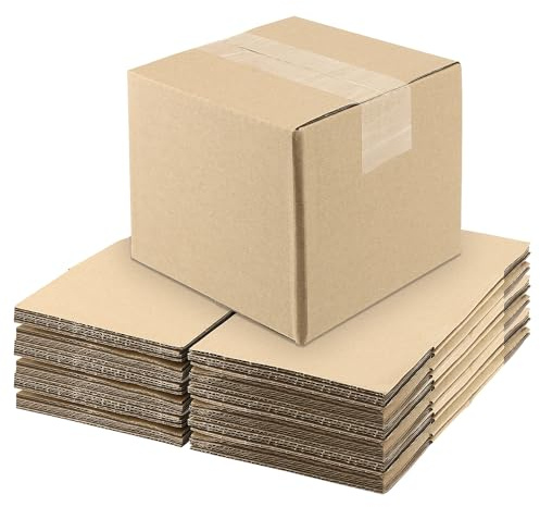 NGOSUET 40 Stück Faltkartons aus Wellpappe, 15 x 15 x 15 cm Quadratische Versandkartons, Würfelform Versandkarton für kleine Waren, Braun