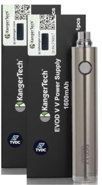 TVDC Kanger Evod VV 1300 Battery | Variable Voltage Battery | Quickly and Strongly Vapour | Atomizer Protection & Over Discharge Protection | 2ml Cartridge No Nicotine (Stainless Steel - 2 Pack)