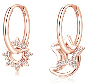 Loutade Ohrringe Silber 925 für Damen, 925 Sterling Silber Ohrringe Creolen | Hypoallergen Leichte CZ Creolen Silber 925 Hängend, Huggie Creolen mit CZ Anhänger Ohrhänger Geschenke für Mädchen Frauen