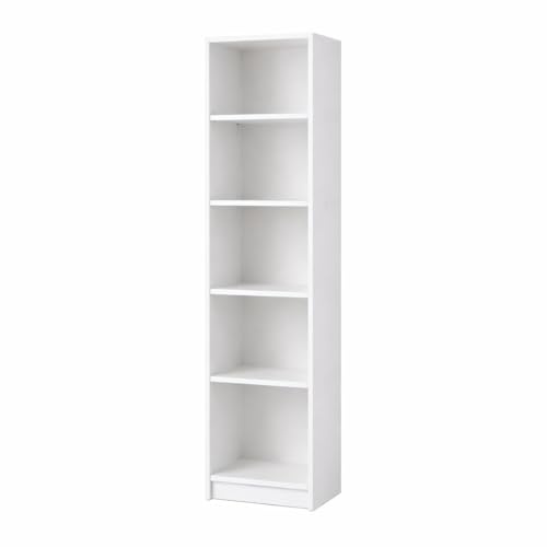 Arrocco Bibliotheque étroite 50x31x183cm, Meuble bibliotheque Blanc, Etagere Rangement 5 Niveaux, Colonne Rangement Moderne, Etagere bibliothèque Ouverte pour Salon, Bureau, Chambre