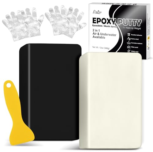 Epoxidharz Knete - 340g 2 Komponenten Epoxid Reparaturset zum Reparatur Pool Lecks, Rissen, Füllen, Modellieren - Epoxy Knetmasse zum Verklebung Metall, Kunststoff, Holz, Keramik, Skulptur (Schwarz)