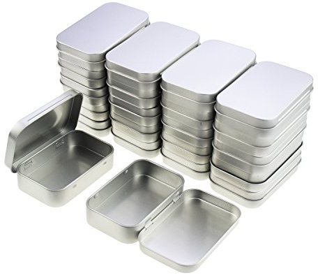 LJY 22 Stück rechteckig leer Scharnier aus Metall Dosen Behältern Basic Necessities Home Aufbewahrung Organizer Mini Box Set, 95 x 62 x 20 mm