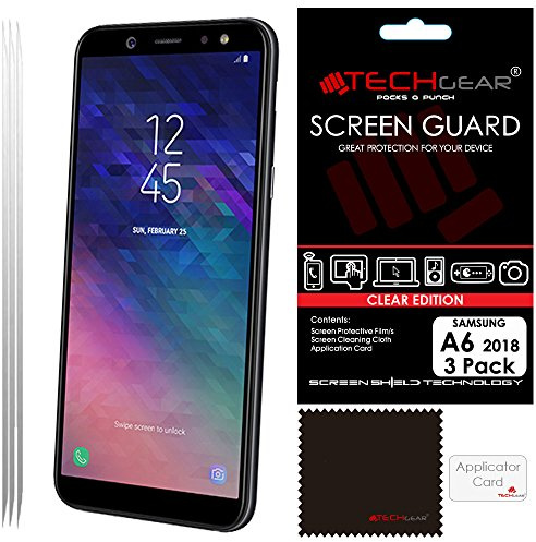 TECHGEAR [3 Pack] Screen Protectors for Galaxy A6 (SM-A600 Series) - Clear Lcd Screen Protectors Cover Guards Compatible with Samsung Galaxy A6 2018