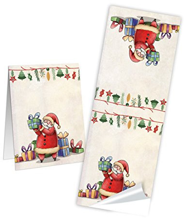 Logbuch-Verlag 50 Weihnachten Deko Aufkleber selbstklebende Sticker lang 5 x 14,8 cm Weihnachtsmann Nikolaus Geschenkaufkleber Banderole für Tüten