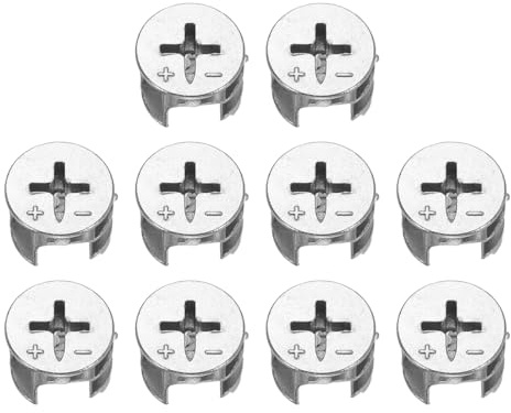 sourcing map 10Pcs Meubles Came Serrure écrou Connecteurs Raccords 15x12mm pour Cabinet Tiroir Penderie Panneau Connexion