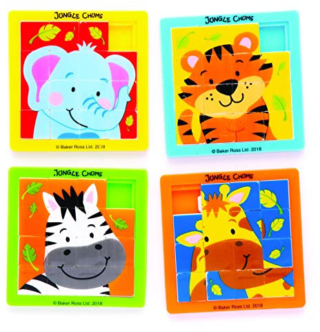 Baker Ross Jungle Chums Schiebepuzzles Dschungelfreunde (5 Stück) – perfekt als kleine Partyüberraschung oder als Geschenk für Kinder