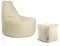 PATCH HOME Gamer Sessel Sitzsack inkl. Würfel Bean Bag Set Ø80cm, 30cm Sitzhöhe, 90cm Höhe + 35x35cm Würfel Creme