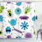 ABAKUHAUS Verrückt Duschvorhang, Bunte Monster Design-Virus, Stoffliches Gewebe Badezimmerdekorationsset mit Haken, 175 x 220 cm, Mehrfarbig