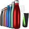 GeeRic Bouteille d'eau en Acier Inoxydable, Bouteille d'eau en Métal à Double Paroi Isolée sous Vide 12 Heures Chaudes et 24 Heures Boissons Froides Bouteilles 500 Ml Rouge