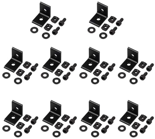 EYPINS 20 Équerres de Fixation Aluminium 28x28x20mm - pour Profilés à Rainure 6mm - Connecteurs d'angle Droit avec Boulons M5x10mm - Série 2020