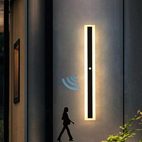 HMAKGG LED Aussen Wandlampe Waterproof Ip65, Außen Wandleuchte Mit Bewegungsmelder, Outdoor Hauswand Garten Ausenbeleutung, Warmweiß (32W/100CM)