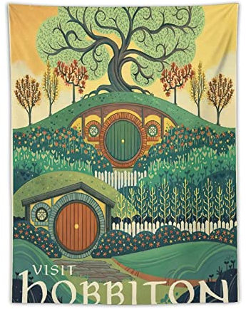KIKIKI Hobbiton Vintage Travel tapestry Lord of The Rings Moive tapestry Gifts Polyester Painting Tapestry Wall