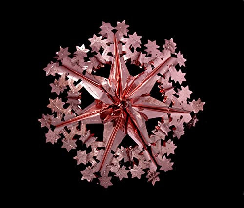 Simply Products Ghirlanda di fiocchi di neve con stelle – Decorazione natalizia da appendere alla parete o al soffitto (oro rosa)