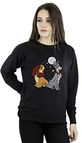 Disney Women's Lady And The Tramp Moon Sweatshirt Black Medium