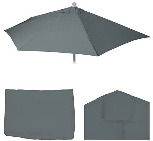 Mendler Ersatz-Bezug für Sonnenschirm halbrund Parla, Sonnenschirmbezug Ersatzbezug, 270cm Stoff/Textil UV 50+ 3kg - anthrazit