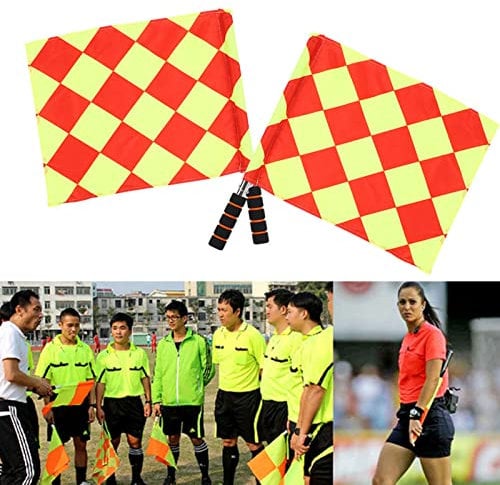 Wasserdichte Schiedsrichter-Flagge, Fußball-Training, Linesman-Flaggen-Set, 2-teilige Tasche, Socr-Fußball-Schiedsrichter, Sportspiel, Linienrichter-Flagge mit Aufbewahrungstasche
