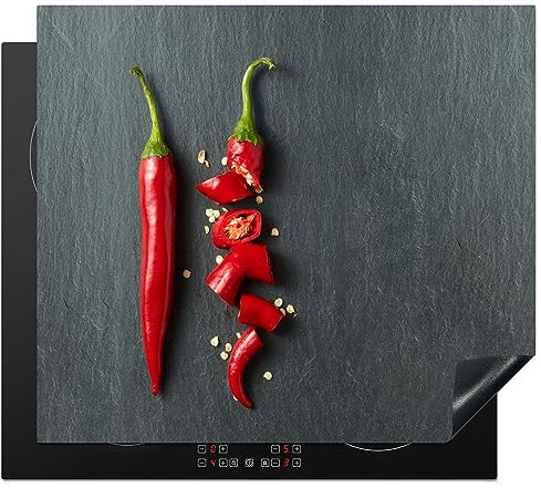 KitchenYeah© Protege Plaque Induction 60x52 cm Deco Cuisine Accessoire Pratique Protection De Vitroceramique Poivre - Rouge - Épice - Gris - Vert - 60x52 cm