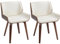 HOMCOM Lot de 2 chaises de Salle à Manger Style Vintage Assise revêtement synthétique Blanc et Pieds en Bois