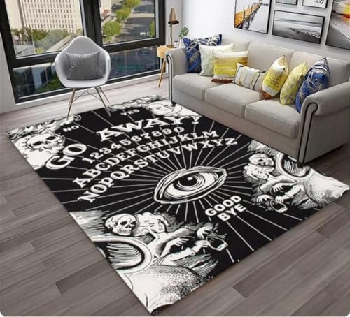 KIESEY Horror Satan Teppich Teppich für Zuhause Wohnzimmer Schlafzimmer Sofa Türmatte Dekor, Bereich Teppich rutschfeste Fußmatte 200x300cm