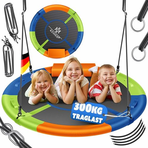 KESSER® Columpio para niños, Columpio Redondo, soporta hasta 300 kg, Ajustable, Columpio de jardín, Columpio Infantil, para Interior y Exterior, para niños y Adultos, 120 cm, Multicolor