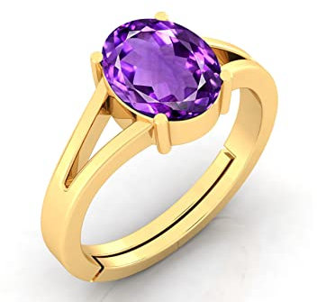 Mtrolls 5.25 Ratti Gold Amethyst Ring 4,50 Karat Katela Original zertifizierter natürlicher Amethyst für Männer und Frauen Größe S Sterling Silber Klein Sterling Silber Klein Sterling Silber Klein