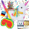 Pinata décoration de fête à remplir de bonbons pour anniversaire enfant mariage fête (Licorne + baguette & masque pour les yeux)