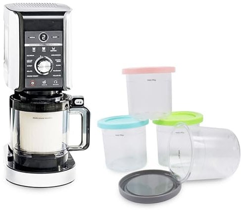 Gzsekken 4 Pack Ice Cream Maker Tubs for Ninja Creami, Ice Cream Pints Cups with Color Lids, Reusable Dessert Tubs