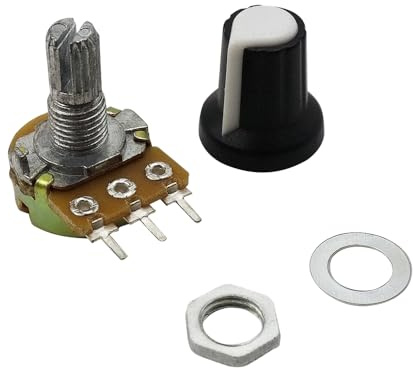 Hsthe Sea 10 PCS WH148 B10K Linearthermometer, 3-Port-Drehpotentiometer, einstellbare Potentiometerknopfkappe mit Schalter, kurzer Griff 15 mm