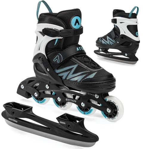ATTABO Kinder Inliner Kylo 2in1 Blue Vielseitig verstellbare Inlineskates für Kinder 30-41 Hohe Qualität und Komfort mit 82A harten Rädern und ABEC-7 Gleitlagern Exzellente Anpassung