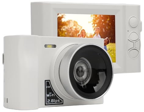 Digital Camera for Photography, 16X Digital Point and Shoot Cameras with 2.88inch Screen, Mirrorless Camera with MP3 Games for Travel, Webcam for Live Broadcasting Vlogging (White)