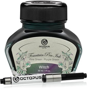 Octopus Fluids Sheen Fountain Pen Ink with Converter Witch Green 30ml