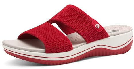 Jana Coshy Damen Hallux Pantolette mit Flexibler Sohle Elastisch, Rot (Red), 40 EU