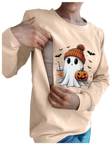 Halloween Damen Lässiges Still-Sweatshirt mit Reißverschluss Bequemer Stillpullover Warme Fleecejacke Damen (Beige, L)