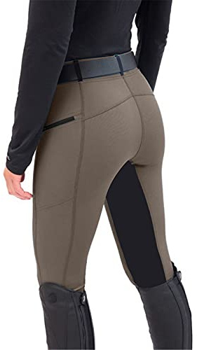 Pantalon d'équitation d'hiver en Polaire pour Femme - Pantalon d'équitation Complet - Legging Thermique doublé avec Poche pour téléphone Portable - Taille Haute - Pantalon d'équitation pour Femmes