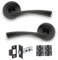 Infinity Decor Pack of Matt Black Twisted Lever Door Handles with Pair of 3” Butt Hinges and 2.5” Tubular Latch Set – Interior Pull Handles Ideal for Interior and Exterior use