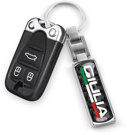 OYDDL Universal Auto Logo Cover Metall Kohlefaser Schlüsselanhänger Emblem Passend Kompatibel mit Alfa Romeo Giulia Stelvio 159 Brera 147 156 Giulietta Zubehör