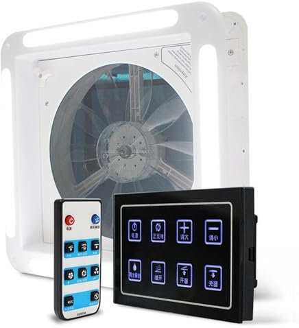 Rv Roof Vent Fan, 12V Roof Hatch Vent Exhaust Fan Led Light Campervan Roof Vent Fan 10 Blades Dual Mode Air Inlet Outlet Rv Air Vent Ventilation for Rv Camper Trailer(Style 2)